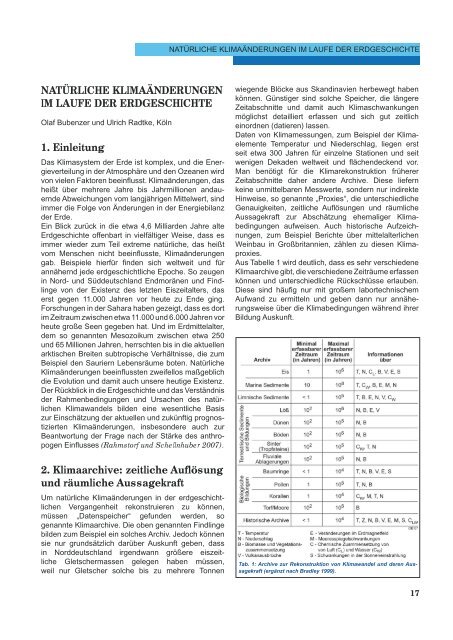 Natürliche Klimaänderungen im Laufe der Erdgeschichte