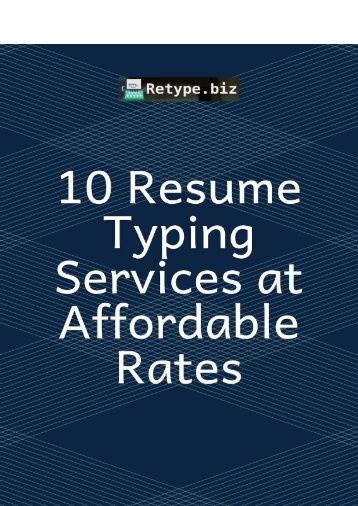 10 Resume Typing Services at Affordable Rates