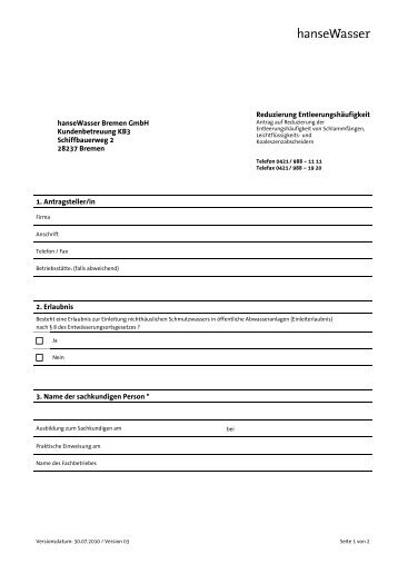 Formular-Download als PDF - hanseWasser