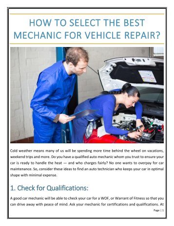 How to Select the Best Mechanic for Vehicle Repair