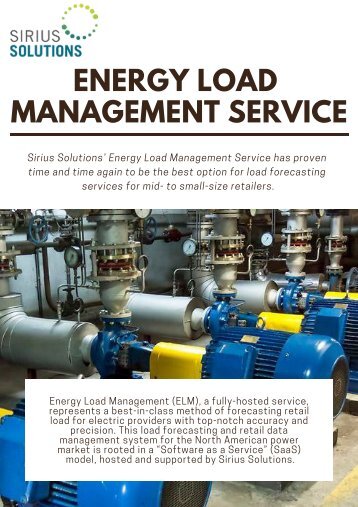 Cost Effective Energy Load Management Service by Sirius Solutions