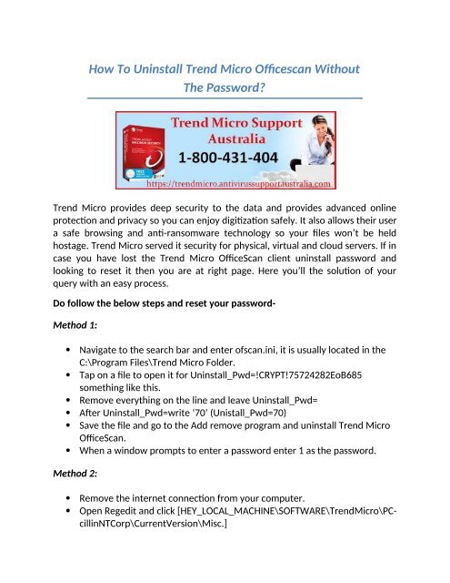 How to Uninstall Trend Micro OfficeScan without the password?