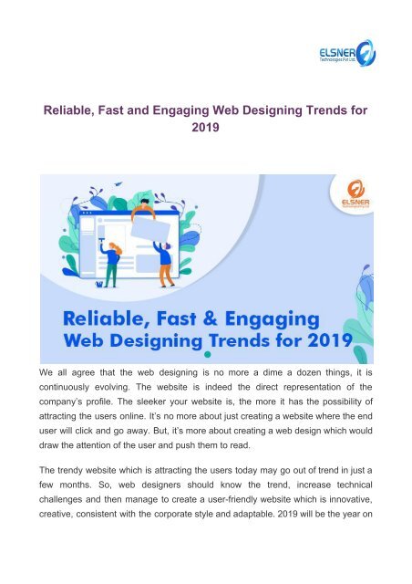 Reliable, Fast and Engaging Web Designing Trends for 2019 (1)