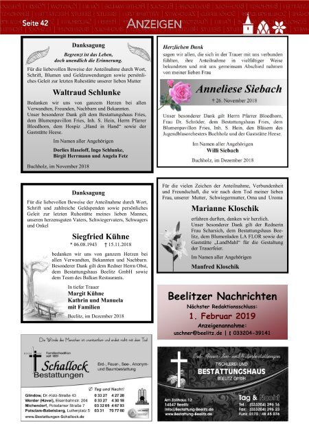 Beelitzer Nachrichten - Januar 2019