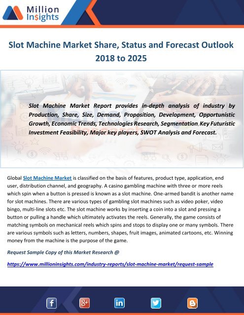 Slot Machine Market Share, Status and Forecast Outlook 2018 to 2025
