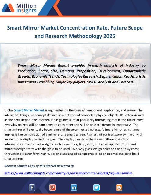 Smart Mirror Market Concentration Rate, Future Scope and Research Methodology 2025