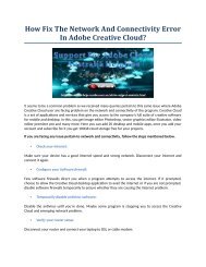 How Fix The Network And Connectivity Error In Adobe Creative Cloud