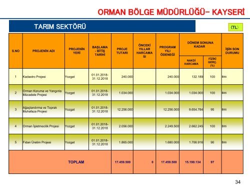 Ocak  2019 -İL KAMU YATIRIMLARI