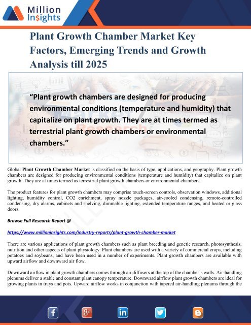 Plant Growth Chamber Market Key Factors, Emerging Trends and Growth Analysis till 2025