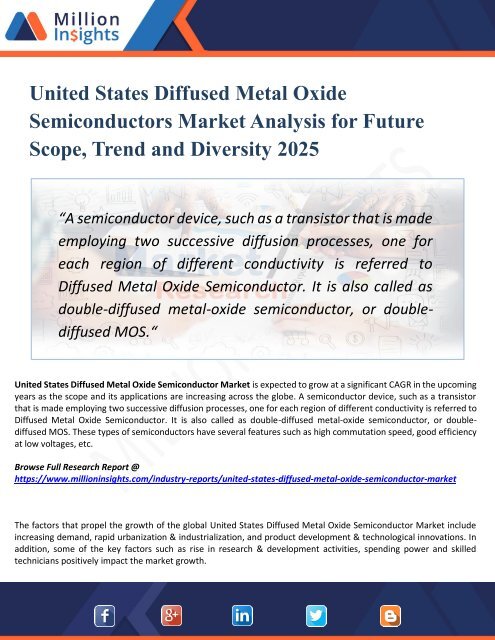 United States Diffused Metal Oxide Semiconductors Market Analysis, Size, Share, Growth, Trends and Forecast 2025