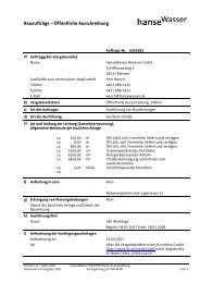 Bauaufträge – Öffentliche Ausschreibung - hanseWasser