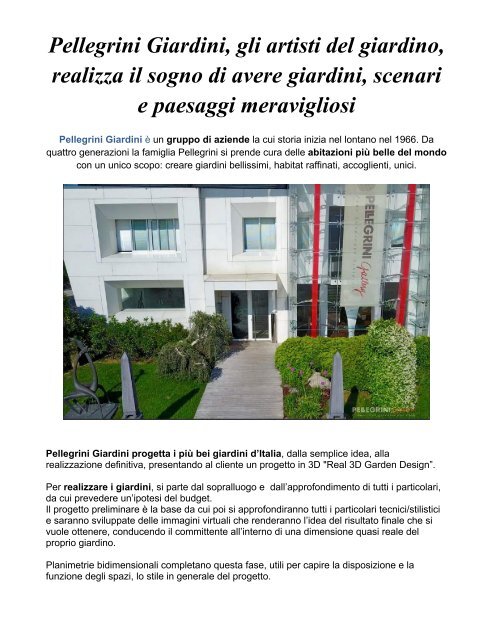 Pellegrini Giardini progetta giardini in 3D passeggi in modo virtuale nel tuo futuro giardino
