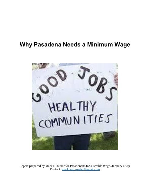 Why Pasadena Needs a Minimum Wage