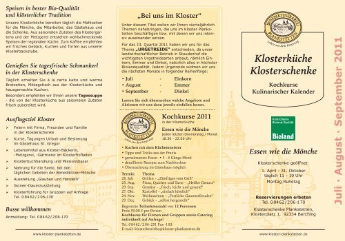 Klosterküche Klosterschenke - Kloster Plankstetten