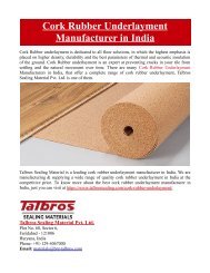 Cork Rubber Underlayment Manufacturer in India
