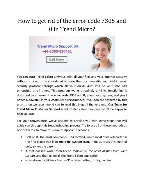 How to get rid of the error code 7305 and 0 in Trend Micro