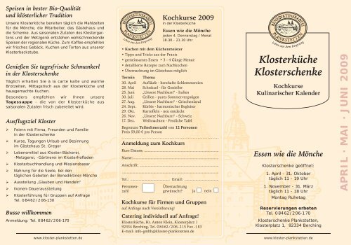 Klosterküche Klosterschenke - Kloster Plankstetten