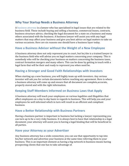 Why Your Startup Needs a Business Attorney