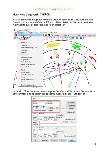 Horoskope eingeben in Chiron