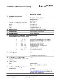 Bauaufträge – Öffentliche Ausschreibung - hanseWasser