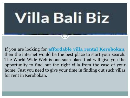 Affordable villa rental Kerobokan