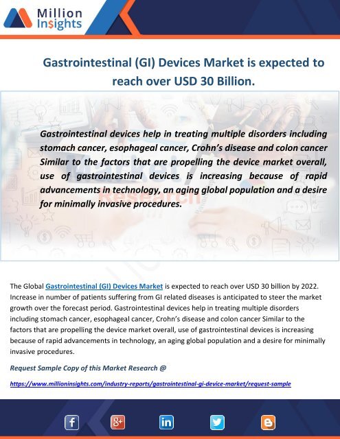 Gastrointestinal (GI) Devices Market is expected to reach over USD 30 Billion