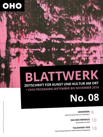 BLATTWERK AUSGABE No.8 – September bis November 2018