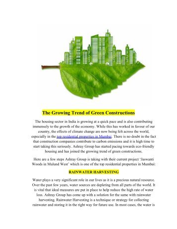 The Growing Trend of Green Constructions