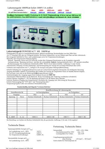 Labornetzgerät 1000Watt liefert 1000V/1A erdfrei Labornetzgerät ...