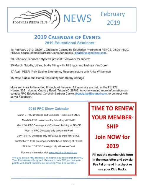 February 2019 FRC member newsletter