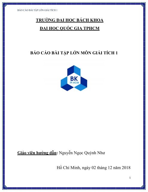 BÁO CÁO BÀI TẬP LỚN MÔN GIẢI TÍCH 1 (WRITING A MATLAB PROGRAM)