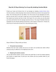 Stop the UV Rays Entering Your house By Installing Venetian Blinds