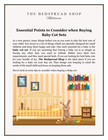 Essential Points to Consider when Buying Baby Cot Sets