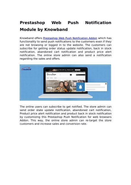 Prestashop Web Push Notification Module by Knowband