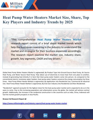Heat Pump Water Heaters Market Size, Share, Top Key Players and Industry Trends by 2025