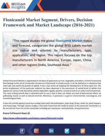 Flonicamid Market Segment, Drivers, Decision Framework and Market Landscape (2016-2021)