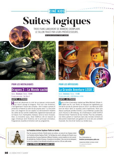 Les Cinémas Pathé Gaumont - Le mag - Février 2019