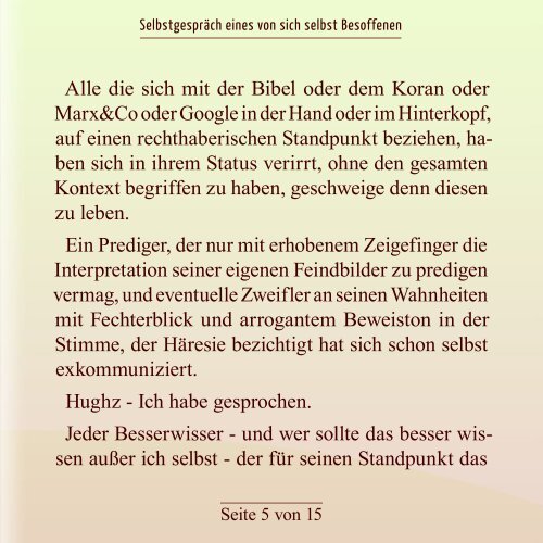 humbert gerold Selbstgespräch eines von sich selbst Besoffenen