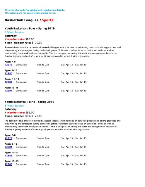 Jennersville YMCA Early Spring Program Guide 2019