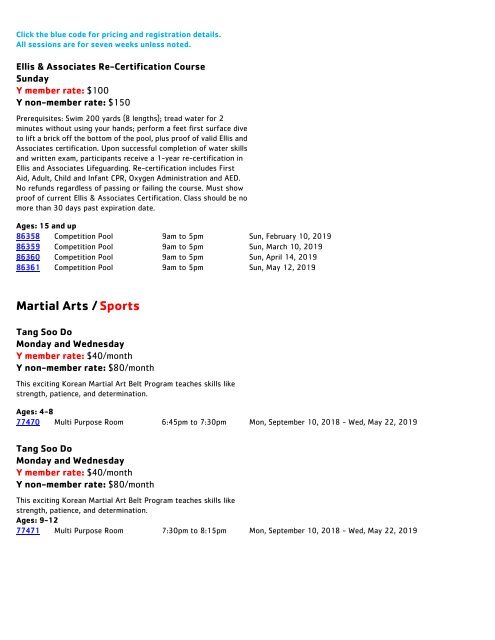 West Chester Area YMCA Early Spring Program Guide 2019