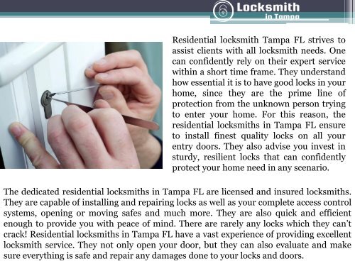 Residential Locksmith Provide One Of The Popular And Reliable Services On Residential Properties
