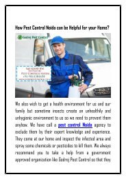 How Pest Control Noida can be Helpful for your Home