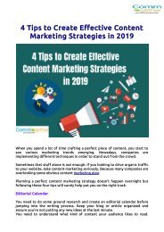 4 Tips to Create Effective Content Marketing Strategies in 2019