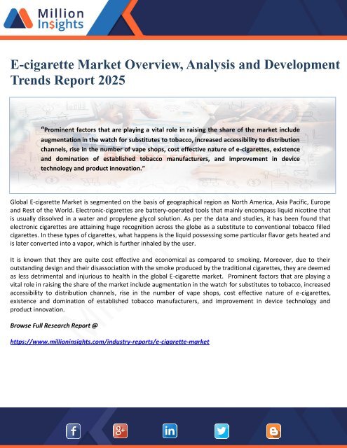 E-cigarette Market Overview, Analysis and Development Trends Report 2025