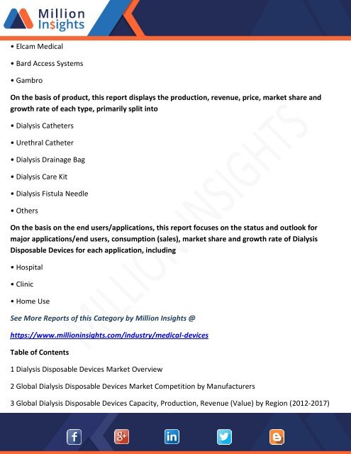 Dialysis Disposable Devices Market Share, Industry Size, Market Trend and Forecast Analysis 2022