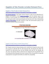 Supplier of Talc Powder in India Vietnam Price