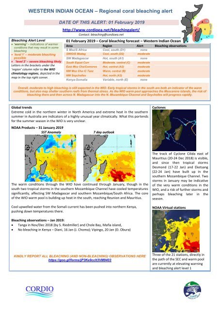 WIO bleaching alert-19-02-01