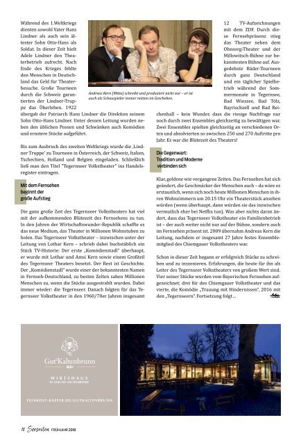 Seeseiten – das Magazin für die Region Tegernsee, Nr. 52, Ausgabe Frühling 2018