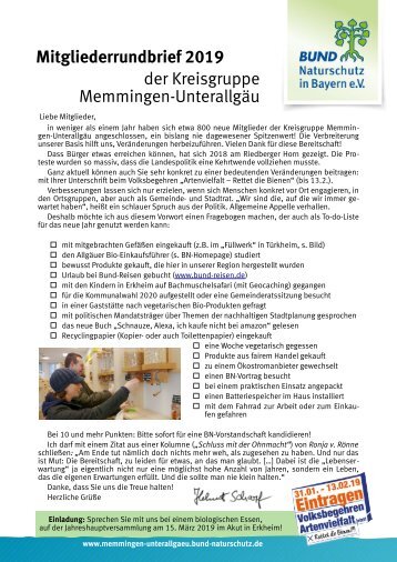 Mitglieder-Rundbrief 2019