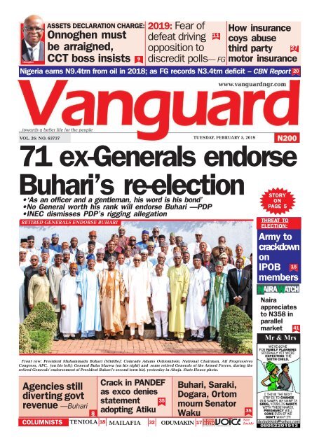 05022019 -71 ex-Generals endorse Buhari's re-election